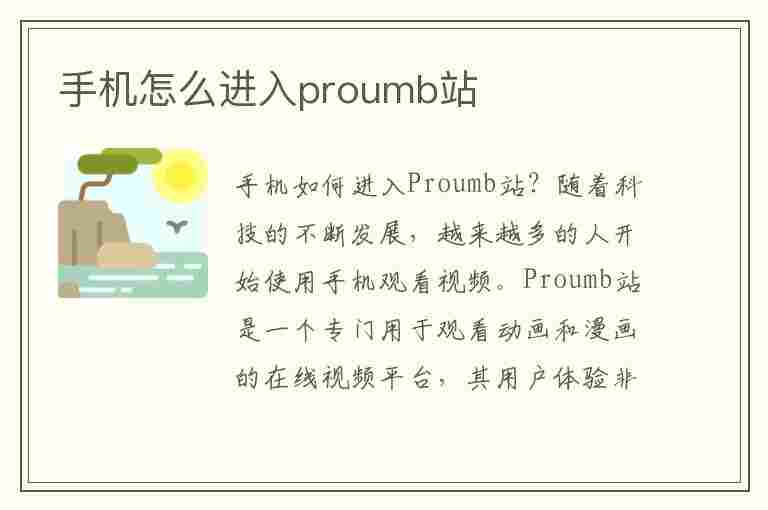 手机怎么进入proumb站